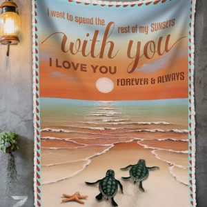 Turtle Sunsets Sherpa Fleece Blanket